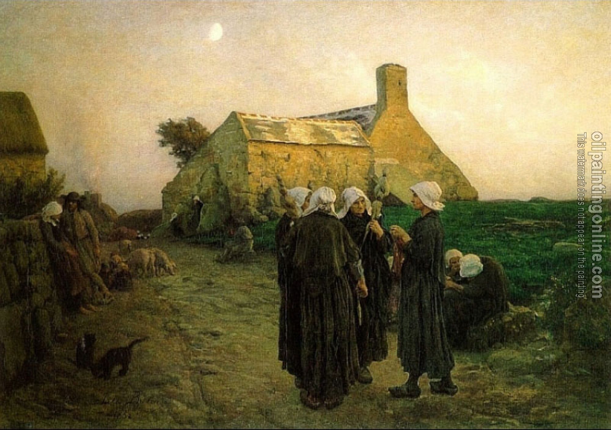 Jules Breton - Evening in the Hamlet of Finistere